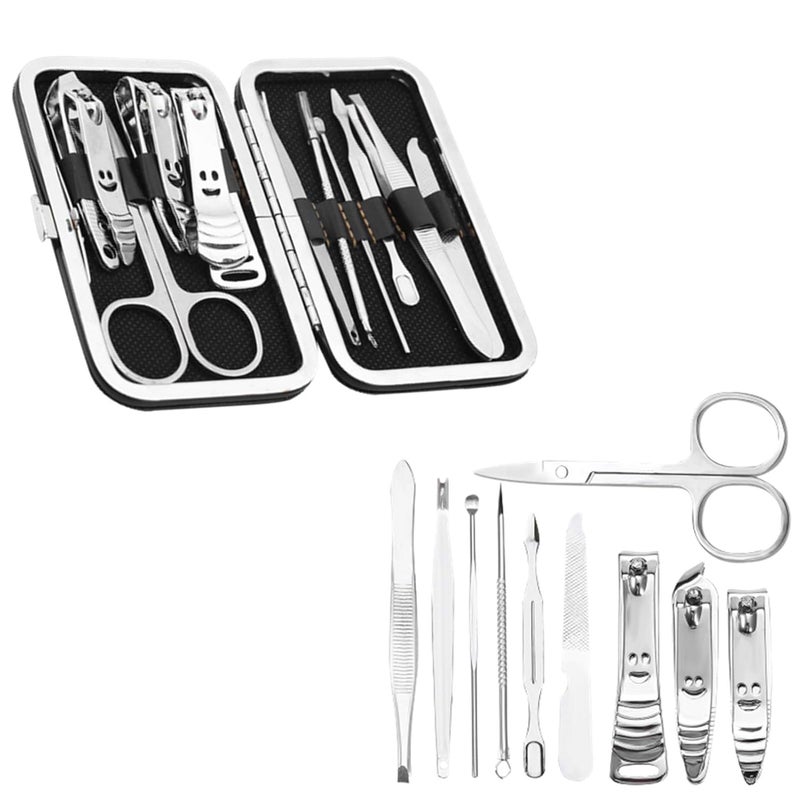 woobles Manicure Set Nail Clippers Pedicure Kit, 10pcs Stainless Steel Toenail Foot Clippers Fingernails Grooming Kits Includes Cuticle Remover with Portable Travel Case - Image 1